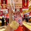 Cadena para Teléfono Móvil de Trébol de Cuatro Hojas Dorado 999 de la Suerte con Llavero de Dinero Concha de Agua Colgante Dorado Mismo Estilo como Regalo