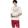 Biquíni de Casal Estilo Boho Três Peças Dividido Roupa de Banho Feminina de Praia Calça de Praia Masculina Roupa de Banho