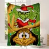 Mais Vendido na Amazon Cobertor Personalizado Verde do Grinch Meninos Meninas Cobertor de Desenho Animado Árvore de Natal Verde Flanela