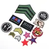 Elegante bordado Insignia negra Pegatina bordada Estrella de cinco puntas Decoración de tres polos Bordado