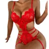 Fanlei Comércio Exterior Lingerie Sexy Europeia e Americana para Mulheres, Body Transparente de Renda Tentação, Roupa de Dormir Sexy Atacado e Dropshipping 6001