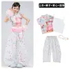 Ropa de Jazz para Niñas, Conjunto de Malla con Dibujos de Cachorros que Muestra el Abdomen, Traje de Jazz para Actuación de Niñas