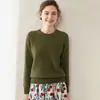 Suéter de Caxemira Baicaierong 2026 Outono/Inverno Feminino, Gola Redonda Design Versátil Malha de Lã para Outono e Inverno
