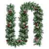 2,7m Decoração de Rattan de Natal Encriptada Enfeites para Pendurar na Porta Decorações de Árvore de Natal Conjunto de Guirlanda Dourada e Vermelha