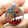 Comercio exterior transfronterizo fuente piedra natural cristal ágata grava árbol de la vida bordeado colgante redondo collar accesorios