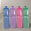 Em estoque na fábrica 4 cores camada dupla PE garrafa de água esportiva 650ml garrafa de água de grande capacidade apertar copo de água para esportes ao ar livre