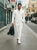 Conjunto de punto gofrado para hombre con media cremallera y cuello alto, Sudadera de manga larga y pantalones rectos de dos piezas, Ropa casual transfronteriza