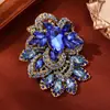 Broche Grande de Flor y Hoja de Cristal Estilo Exagerado Europeo y Americano Broche de Flor Grande de Cristal para Mujer Ropa de Traje Chaqueta Abrigo Accesorios Retro Elegantes de Gama Alta