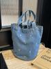 Bolsa Saco Jeans Grande Capacidade Feminina 2026 Verão Novo Estilo Fresco Bordada Bolsa de Ombro Versátil Bolsa de Braço