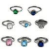 Anel Aberto de Luxo Leve para Mulheres Moda Pedra Colorida Incrustada com Diamante Anel de Dedo com Personalidade Material de Alta Qualidade Acessórios Estilo Ins