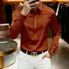 Camisa de manga larga para hombre de alta gama, elegante y atractiva, color burdeos, estilo business casual, corte slim, resistente a las arrugas y con elasticidad cómoda.