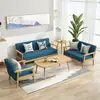 Conjunto de sofá de madeira maciça, mesa de centro, combinação, pequeno apartamento, sala de estar, moderno, simples, tecido, cadeira de escritório para três pessoas, aluguel de quarto