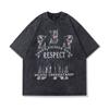 TKPA Camiseta de Manga Corta Estilo Americano High Street con Estampado de Dóberman Lavado Viejo Oversize para Hombre y Mujer