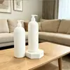 Botella de hombro redonda de 500 ml, 24 dientes, directa de fábrica, HDPE, transparente, blanca, para uso diario, para gel de ducha y champú.