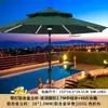 Parque de Ingeniería Promocional Moderno Simple Grano de Madera Aleación de Aluminio Poste Central Doble Manivela Manivela Sombrilla Solar Parasol Exterior