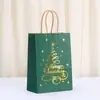 Bolsa de compras bolsa de mano bolsa de papel navideña con dorado bolsa para envolver regalos de fiesta bolsa de regalo de papel kraft al por mayor