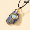 Pingente de ouro com incrustação de pedra de cristal natural transfronteiriço acessórios de colar de pedra de cristal irregulares atacado