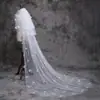 2020 nuevo velo de novia velo de boda coreano súper de hadas velo largo con caída de flor de pétalo suministro de fábrica