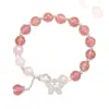 Pulseira de Borboleta para Mulheres, Estilo Ins Leve Luxo Nicho Exquisito Design Versátil, Pulseira de Cristal Morango Imitação, Presente de Aniversário para Melhor Amiga