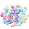 Contas de Flor Acrílicas de Cor de Primavera Fundo Plano Flor Rosa Colorida Contas Soltas DIY Pulseira Feita à Mão Pulseira Acessórios de Joia