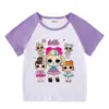 2023 Novas roupas infantis, camiseta de manga curta para crianças, verão, meninos e meninas, camisa de base raglan, camiseta de meia manga para bebês, top infantil