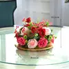 Mesa Redonda de Comedor para Hotel con Flores en el Centro, Mesa Redonda de Restaurante Flores en Mesa, Decoración de Banquete, Arte Floral, Decoraciones de Mesa para Sala de Conferencias, Flores