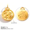 Colgante Redondo de Acero Inoxidable con Baño de Oro de 18K con Relieve Retro Tridimensional de las Doce Constelaciones Transfronterizo Europeo y Americano Accesorios DIY