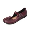 Zapatos Mary Jane de cuero de vaca con cera de aceite de capa superior para mujer, zapatos planos, zapatos de cuero genuino poco profundos nuevos de otoño e invierno, zapatos de punta dividida, zapatos de pezuña de cerdo
