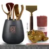 &Frete Grátis Cerimônia do Chá Seis Cavalheiros Combinação Conjunto Completo Acessórios para Conjunto de Chá Kung Fu Colher de Chá de Bambu Pinças Pinças Madeira Maciça