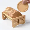 Juego de posavasos redondos de bambú, tapete aislante del calor para taza de té, posavasos cuadrado de kung fu, accesorios para ceremonia del té, tapete para taza de té