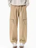 Pantalones de Trabajo de Pierna Recta Sueltos de Verano para Hombre en Algodón Puro, Multibolsillos, Cintura con Cordón, Pantalones Deportivos Casuales, Estilo Moderno