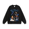 Camiseta de manga larga desgastada con estampado de retrato de rap hip hop europeo y americano para hombres y mujeres, estilo vintage retro, holgada, de manga corta.