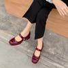 Zapatos Mary Jane Weiwei Girl 216 de Suela Gruesa para Mujer Estilo Primavera Pequeño Aroma Tacones Altos Correa de Temperamento Tacón Grueso Zapatos Individuales para Mujer