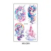 Tatuaje de Unicornio con Purpurina Nueva Serie Morada de Dibujos Animados Lindo y Soñador Pequeño Pony Tatuaje Temporal Desechable