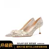 Sapatos de Casamento Francês 2026 Novo Estilo Sapatos de Noiva Cor Champagne Vestido de Casamento Hexiu Duas Formas Primavera e Outono Pés Não Cansados Salto Alto Absolutamente Lindo