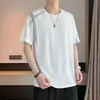 Camiseta de Manga Corta de Seda de Hielo para Hombre 2026 Nueva Camiseta Deportiva de Verano para Hombre con Sensación de Hielo, Delgada, de Secado Rápido, Transpirable, de Cuello Redondo