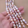 Perlas Naturales de Agua Dulce 8-0mm Color Mezclado Agujero Vertical Cuentas Ligeras Especiales con Forma Doble Cara Accesorios de Joyería para Collar Pulsera DIY