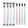Paja de trigo tubo individual carbón de bambú cepillo de dientes portátil viaje adulto fino cerdas suaves cabeza pequeña Fábrica en stock al por mayor