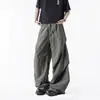 Pantalones cargo de paracaidista azules estilo francés para exteriores, delgados de verano, holgados, plisados, de secado rápido, para senderismo y deportes