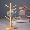 Portavasos de bambú para té, soporte para tazas de té plegable multifuncional para el hogar, estante de almacenamiento para tazas de té, juego de té, mesa de té, estante para tazas, escurridor, dispositivo para secar tazas