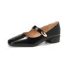 Zapatos Mary Jane Planos Estilo Francés Waiwai Girl 831-3 para Mujer, Zapatos de Tacón Medio Grueso Escotados, Zapatos Cómodos para el Trabajo para Mujer