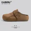 Moda Global Sapatos Birkenstock para Mulheres 2025 Novo Outono/Inverno Botas de Neve Espessadas Forradas com Lã Sapatos de Algodão Quentes para Calçar