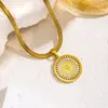 Colgante Redondo Estilo Minimalista con Diamantes, Cadena para Clavícula de Acero de Titanio Tono Dorado para Mujer, Cadena de Clavícula de Doble Capa, Joyería Transfronteriza Europea y Americana