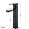 Fabricante atacadista de torneiras quadradas pretas em aço inoxidável 304 para lavatório, com água quente e fria, para uso doméstico ou em gabinetes de banheiro.