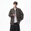 Camisa para Hombre 2026 Nuevo Estilo Corte Holgado Talla Grande Cuadros Manga Larga Camisa Moda Tendencia Cuello Campana Camisa Juvenil