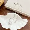Collar de corazón plateado cepillado estilo ins de Dongdaemun, moderno y versátil, cadena de suéter extraíble, accesorio de cadena para el cuello en capas
