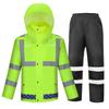 Conjunto de Capa de Chuva com Calça Reflectiva 150D para Ombro Calça de Chuva Separada Espessada Proteção para o Corpo Inteiro Prevenção de Tempestades Trabalho de Trânsito Trabalhadores de Saneamento