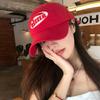 Gorra de béisbol roja de Corea del Sur para mujer, gorra informal de primavera y verano con pegatina, gorra de cabeza grande y parte superior suave que combina con todo, gorra para hombre