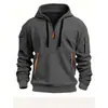 Sudadera con Capucha y Cremallera para Hombre, Primavera y Otoño, Múltiples Bolsillos, Manga Larga, Sudadera con Capucha Deportiva Casual, En Stock