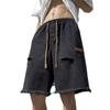 Verão Fino Rapped Amarelo Lama Denim Shorts Masculino Solto Reto Rapped Calça Casual Estilo Americano Calças de Rua Alta